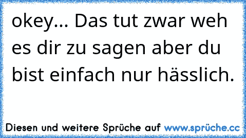 okey... Das tut zwar weh es dir zu sagen aber du bist einfach nur hässlich.