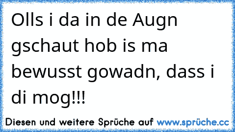 Olls i da in de Aug´n gschaut hob is ma bewusst gowad´n, dass i di mog!!!