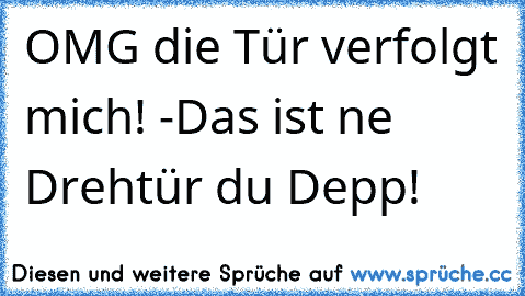 OMG die Tür verfolgt mich! -Das ist ne Drehtür du Depp!