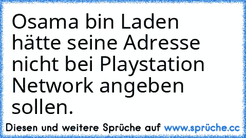 Osama bin Laden hätte seine Adresse nicht bei Playstation Network angeben sollen.