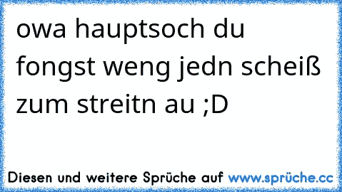 owa hauptsoch du fongst weng jedn scheiß zum streitn au ;D