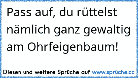 Pass auf, du rüttelst nämlich ganz gewaltig am Ohrfeigenbaum!