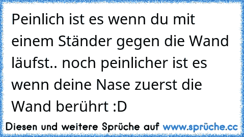 Peinlich ist es wenn du mit einem Ständer gegen die Wand läufst.. noch peinlicher ist es wenn deine Nase zuerst die Wand berührt :D