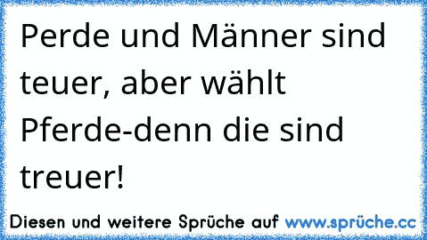 Perde und Männer sind teuer, aber wählt Pferde-denn die sind treuer!