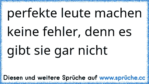 perfekte leute machen keine fehler, denn es gibt sie gar nicht