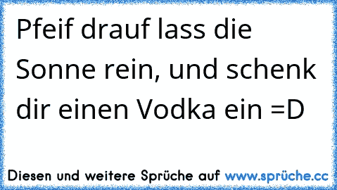 Pfeif drauf lass die Sonne rein, und schenk dir einen Vodka ein =D