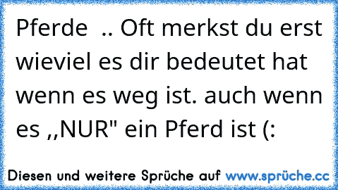 Pferde ♥ .. Oft merkst du erst wieviel es dir bedeutet hat wenn es weg ist. auch wenn es ,,NUR" ein Pferd ist (: