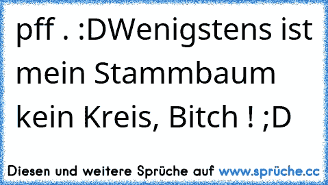 pff . :D
Wenigstens ist mein Stammbaum kein Kreis, Bitch ! ;D