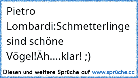 Pietro Lombardi:
Schmetterlinge sind schöne Vögel!
Äh....klar! ;)