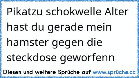 Pikatzu schokwelle Alter hast du gerade mein hamster gegen die steckdose geworfenn