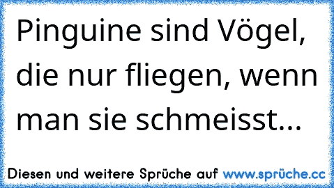 Pinguine sind Vögel, die nur fliegen, wenn man sie schmeisst...