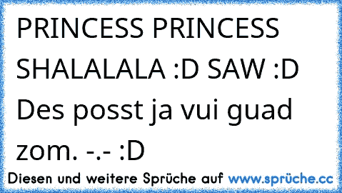 PRINCESS PRINCESS SHALALALA :D SAW :D Des posst ja vui guad zom. -.- :D