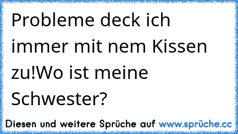 Probleme deck ich immer mit nem Kissen zu!Wo ist meine Schwester?