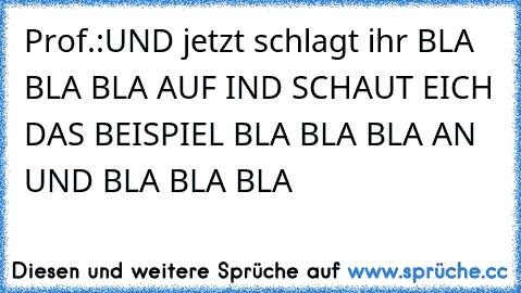 Prof.:UND jetzt schlagt ihr BLA BLA BLA AUF IND SCHAUT EICH DAS BEISPIEL BLA BLA BLA AN UND BLA BLA BLA