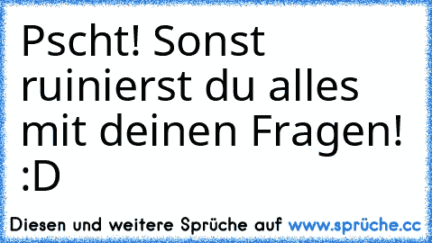 Pscht! Sonst ruinierst du alles mit deinen Fragen! :D