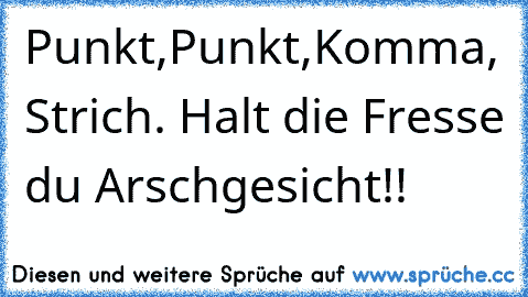 Punkt,Punkt,Komma, Strich. Halt die Fresse du Arschgesicht!!