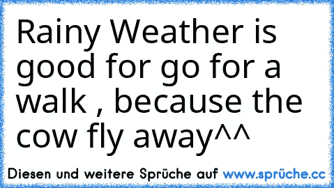 Rainy Weather is good for go for a walk , because the cow fly away^^