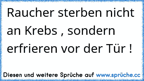 Raucher sterben nicht an Krebs , sondern erfrieren vor der Tür !