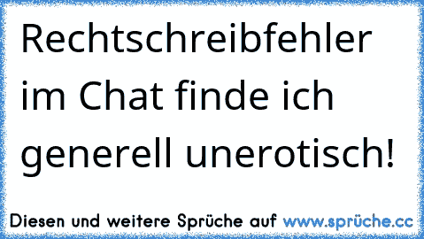 Rechtschreibfehler im Chat finde ich generell unerotisch!