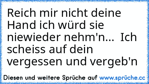 Reich mir nicht deine Hand ich würd sie niewieder nehm'n...  Ich scheiss auf dein vergessen und vergeb'n