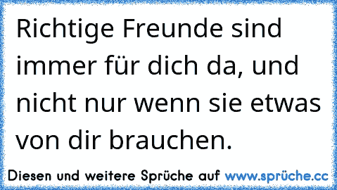 Richtige Freunde sind immer für dich da, und nicht nur wenn sie etwas von dir brauchen.