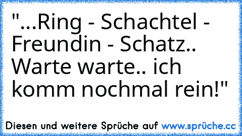 "...Ring - Schachtel - Freundin - Schatz.. Warte warte.. ich komm nochmal rein!"