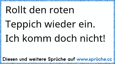 Rollt den roten Teppich wieder ein. Ich komm doch nicht!