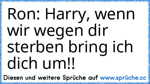 Ron: Harry, wenn wir wegen dir sterben bring ich dich um!!