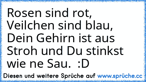 Rosen sind rot, Veilchen sind blau, Dein Gehirn ist aus Stroh und Du stinkst wie ne Sau.  :D