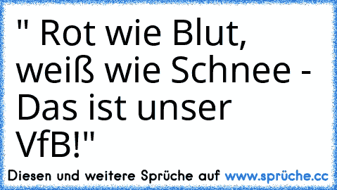 " Rot wie Blut, weiß wie Schnee - Das ist unser VfB!"