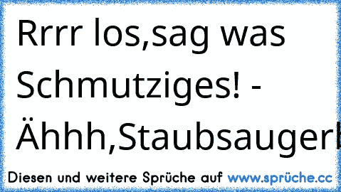 Rrrr los,sag was Schmutziges! - Ähhh,Staubsaugerbeutel?!!