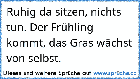 Ruhig da sitzen, nichts tun. Der Frühling kommt, das Gras wächst von selbst.