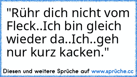 "Rühr dich nicht vom Fleck..♥
Ich bin gleich wieder da..
Ich..
geh nur kurz kacken."