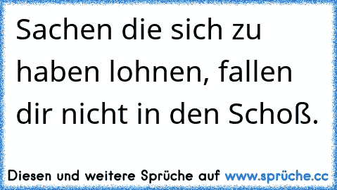 Sachen die sich zu haben lohnen, fallen dir nicht in den Schoß.