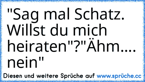 "Sag mal Schatz. Willst du mich heiraten"?
"Ähm.... nein"