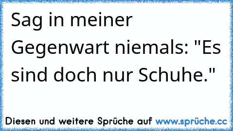 Sag in meiner Gegenwart niemals: "Es sind doch nur Schuhe."