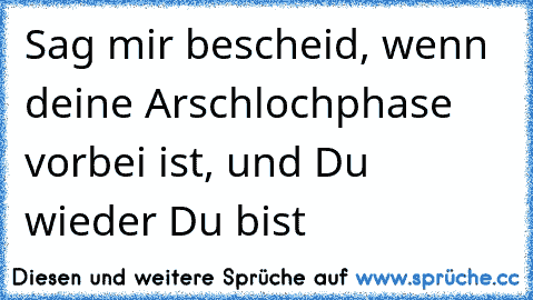 Sag mir bescheid, wenn deine Arschlochphase vorbei ist, und Du wieder Du bist  ♥