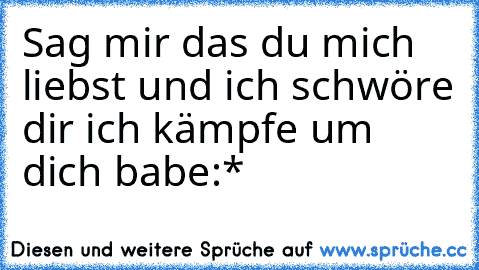 Sag mir das du mich liebst und ich schwöre dir ich kämpfe um dich babe:*