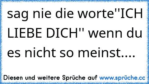 sag nie die worte''ICH LIEBE DICH'' wenn du es nicht so meinst....