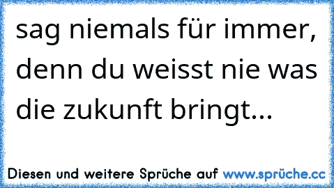 sag niemals für immer, denn du weisst nie was die zukunft bringt...