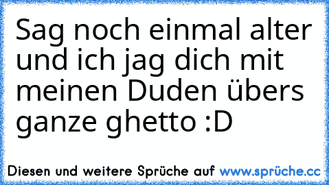 Sag noch einmal alter und ich jag dich mit meinen Duden übers ganze ghetto :D