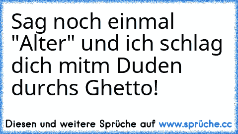 Sag noch einmal "Alter" und ich schlag dich mitm Duden durchs Ghetto!