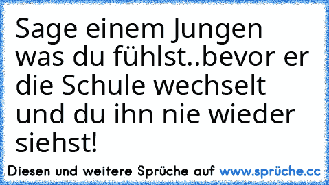 Sage einem Jungen was du fühlst..
bevor er die Schule wechselt und du ihn nie wieder siehst!