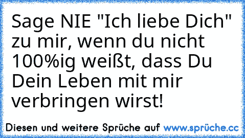 Sage NIE "Ich liebe Dich" zu mir, wenn du nicht 100%ig weißt, dass Du Dein Leben mit mir verbringen wirst! ♥