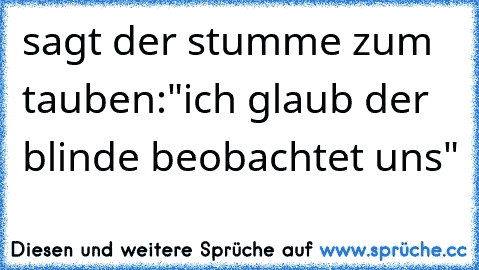 sagt der stumme zum tauben:"ich glaub der blinde beobachtet uns"