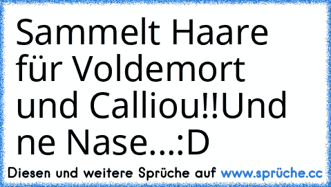 Sammelt Haare für Voldemort und Calliou!!
Und ne Nase...
:D