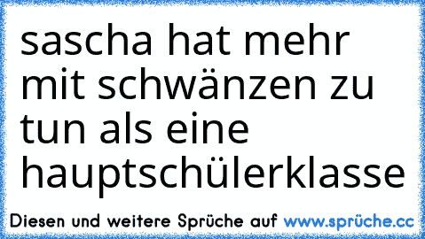 sascha hat mehr mit schwänzen zu tun als eine hauptschülerklasse