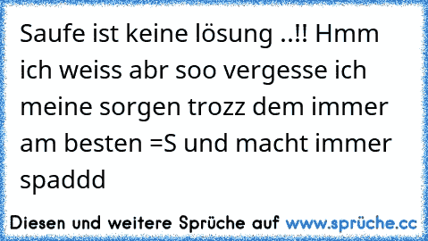 Saufe ist keine lösung ..!! Hmm ich weiss abr soo vergesse ich meine sorgen trozz dem immer am besten =S und macht immer spaddd