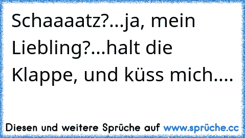 Schaaaatz?...ja, mein Liebling?...halt die Klappe, und küss mich....