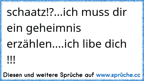 schaatz!?...ich muss dir ein geheimnis erzählen....ich libe dich !!!